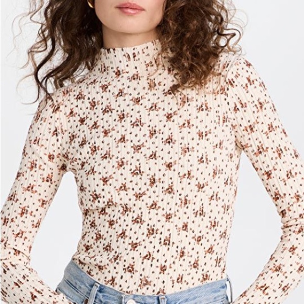 Sea NY Cream Floral Long Sleeve Top
